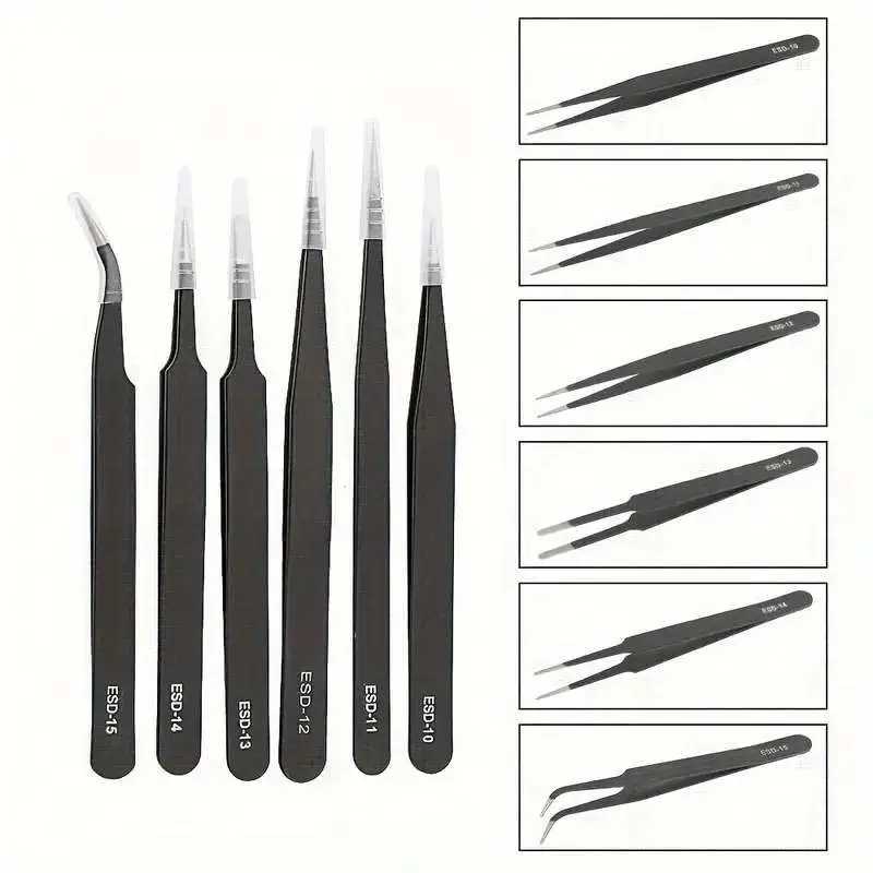 

Black Stainless Steel Nail Tweezers Curved Straight Precision Rhinestone Picker for Sequins Beads Nail Art Decoration DIY Making