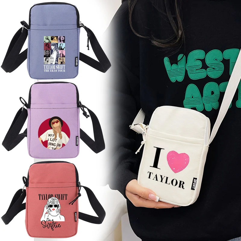 

Taylors Swifts Women Mini Phone Pocket Popular Singers Merch Shoulder Bag Fashion Fans Canvas Messenger Bags Birthday Gifts