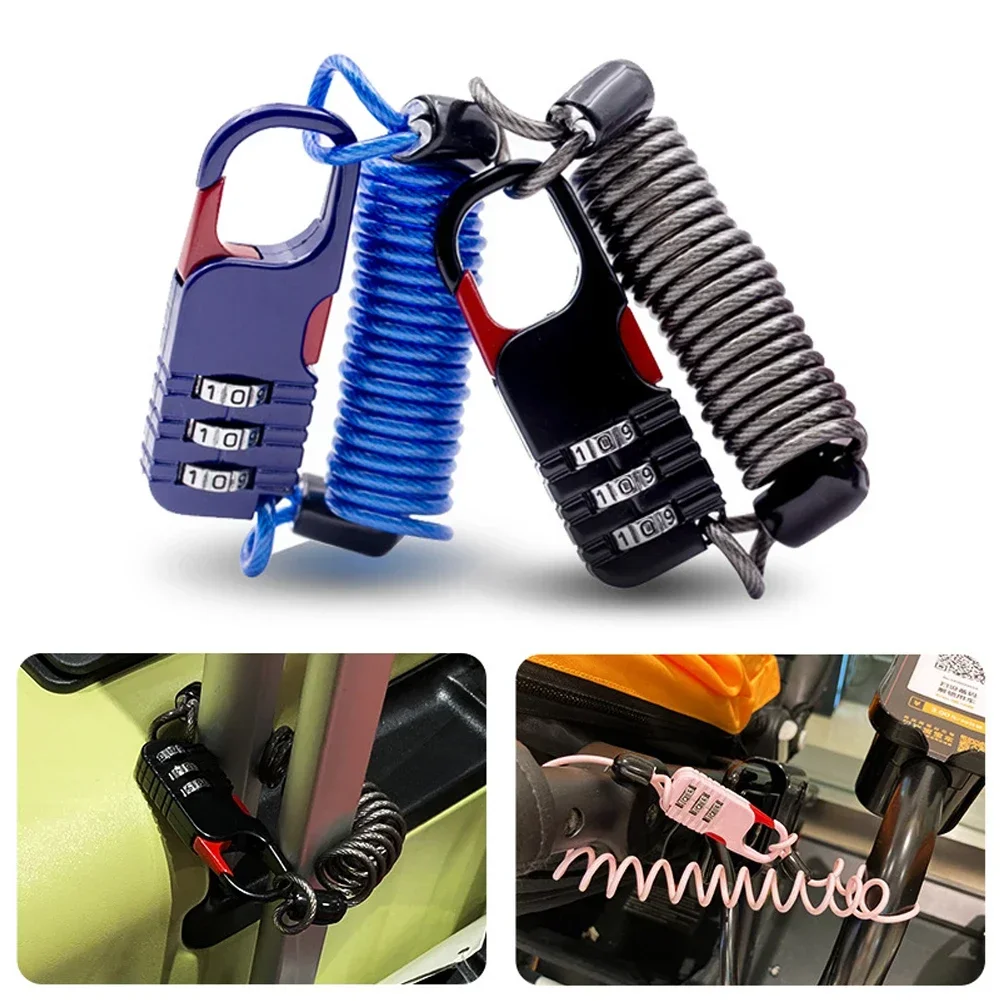 

Anti Theft Motorcycle Three Digit Password Combination Safety Cable Wire Rope Helmet Lock Safety Rope Lock