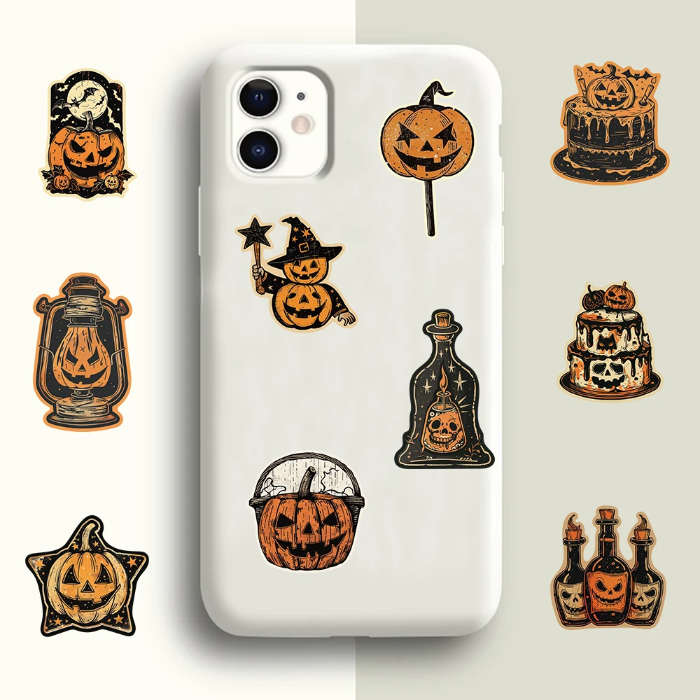 50/100PCS Happy Retro Halloween Sticker Phone Laptop Luggage Pumpkin Scrapbooking Graffiti Office Motorcycle Gift Sticker