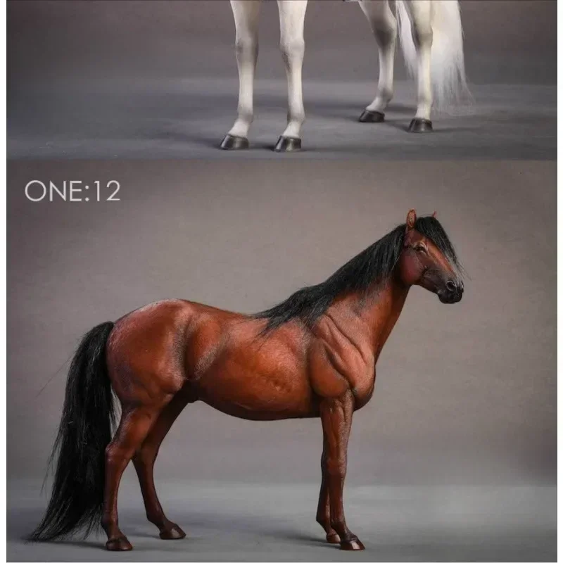 JXK 1/12 Scale Dutch Warmblood Simulation Resin Animal Model for 6inch Action Figures Desktop Props Accessories