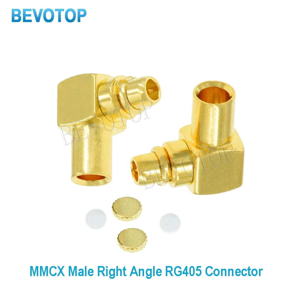 10PCS/lot Brass MMCX Male Pin Plug Soldering Right Angle for Semi-rigid Semi Rigid RG405 0.086