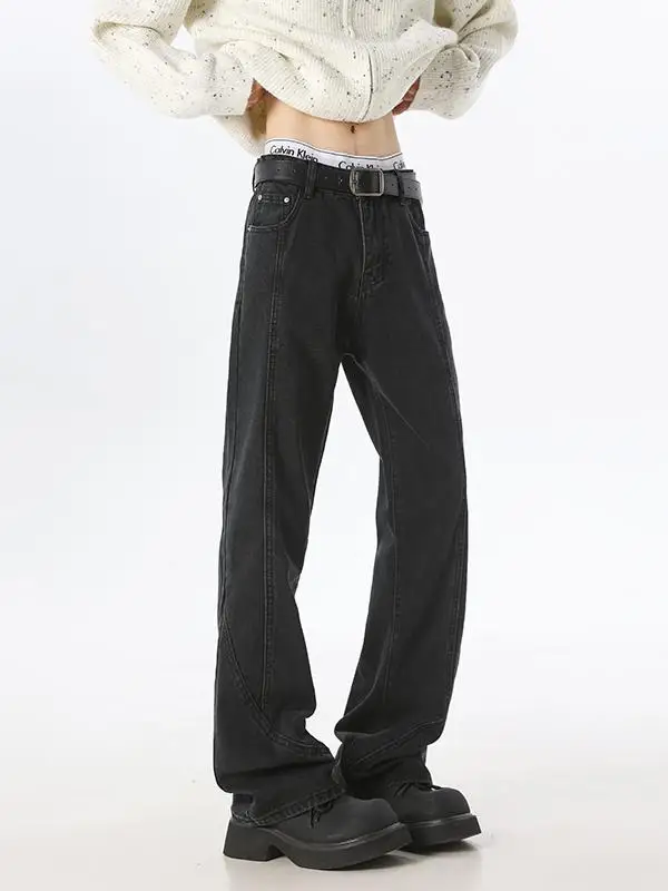 

Bla 3D Tailored Jeans Men's Straight Leg Autumn Winter American Waed Frayed Patchwork Pants Cool Knife Jeans