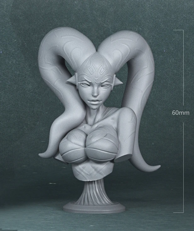 

60mm Resin Model Longhorn Girl Bust Figure Unpaint No Color RW-726