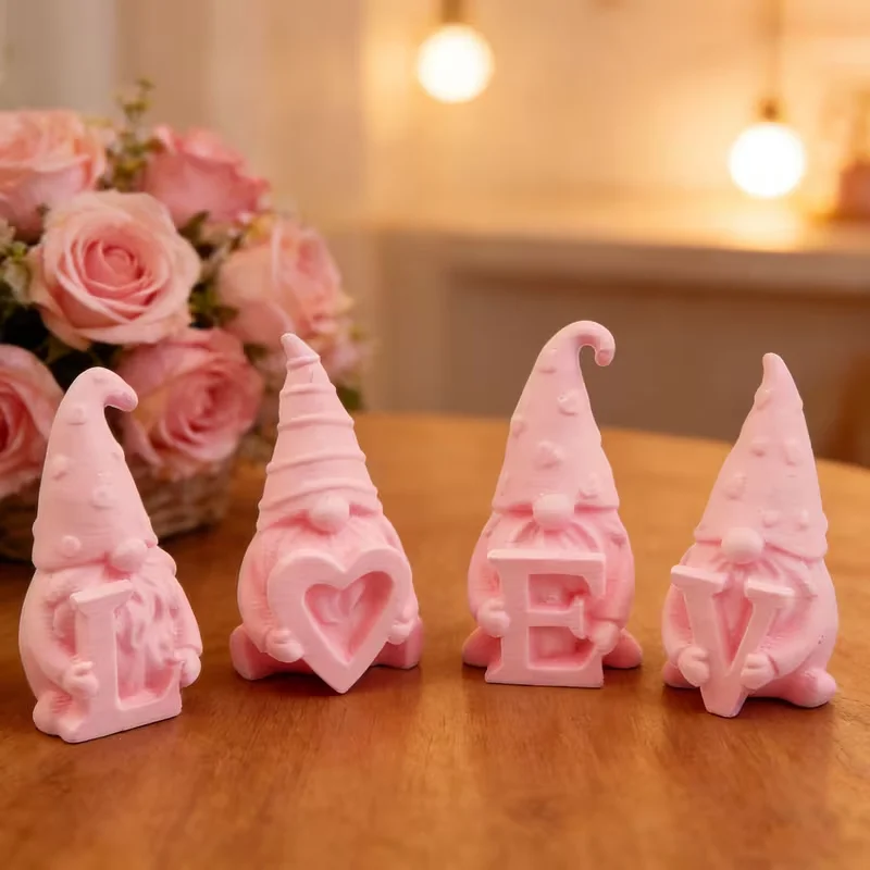 4 Pcs Gnome Set Statues Ornaments - Cute Shaped Decorations with Expressive Eyes, Nose, Paintable Colors - Indoor/Outdoor Decor