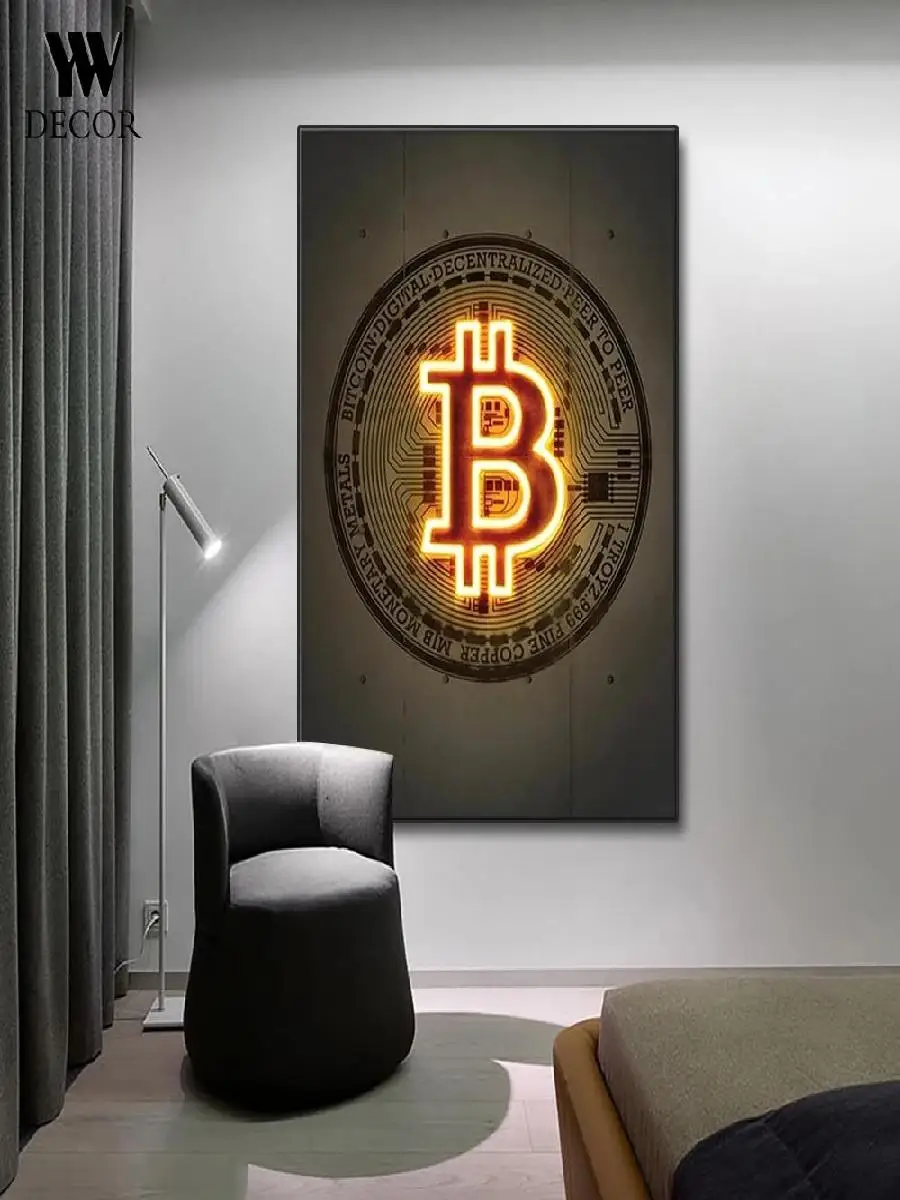 Bitcoin Bull and Bear Gold Canvas Painting  Motivational Bull Market Poster Print for Living Room Wall Decor  Home Decoration Ar