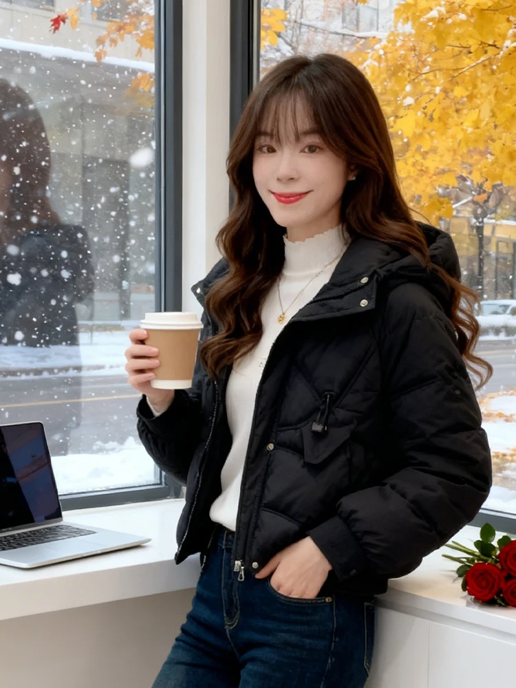 Jaet de algodón con relleno para mujer, invierno, nuevo Sle Commuter, coreano, holgado, con cremallera, empalme, fibra de poliéster, largo, Sve