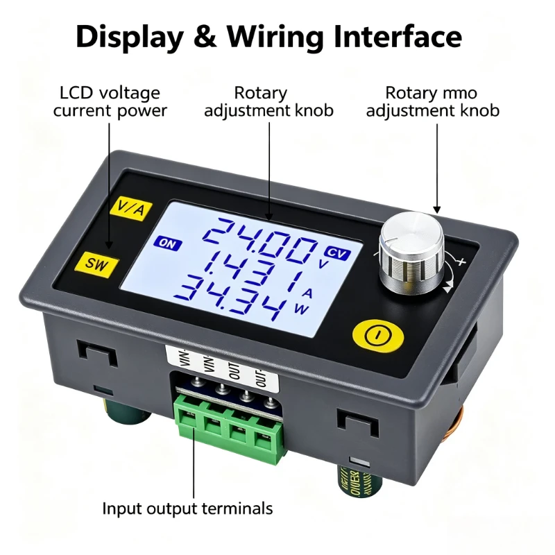 Digital DC Buck Boost Power Supply Module 5-30V Input 0.6-30V Output Adjustable Constant Current Voltage Battery Charging Module