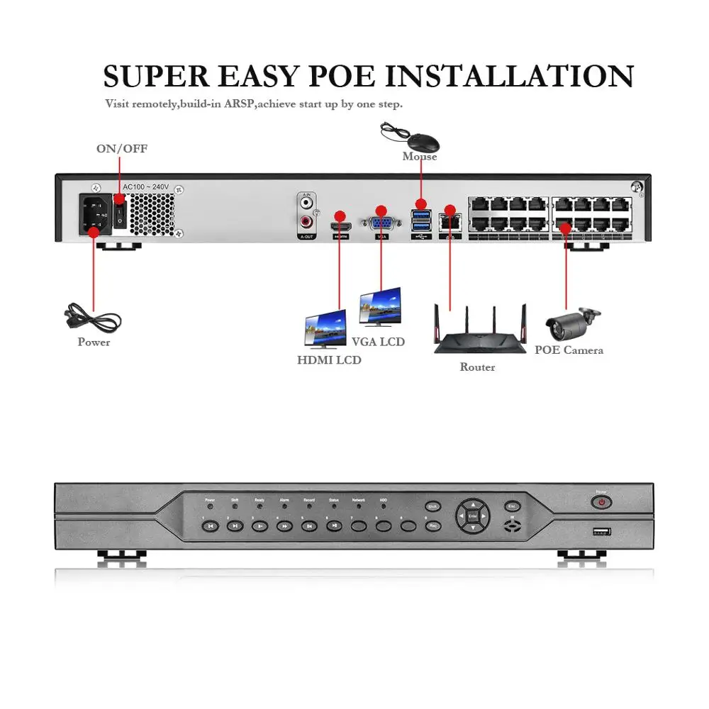 Gadinan Poe Hd Outdoor Camera 16CH Cctv Security Monitor Systeem Ip Video Surveillance Kit 5MP Nvr Camera Audio-opname