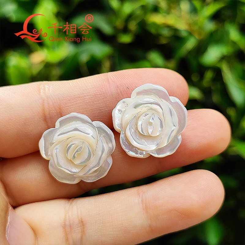 

Fashion 6.5mm-19mm S925 silver natural shell rose flower earrings ear studs dating jewelry gift dating