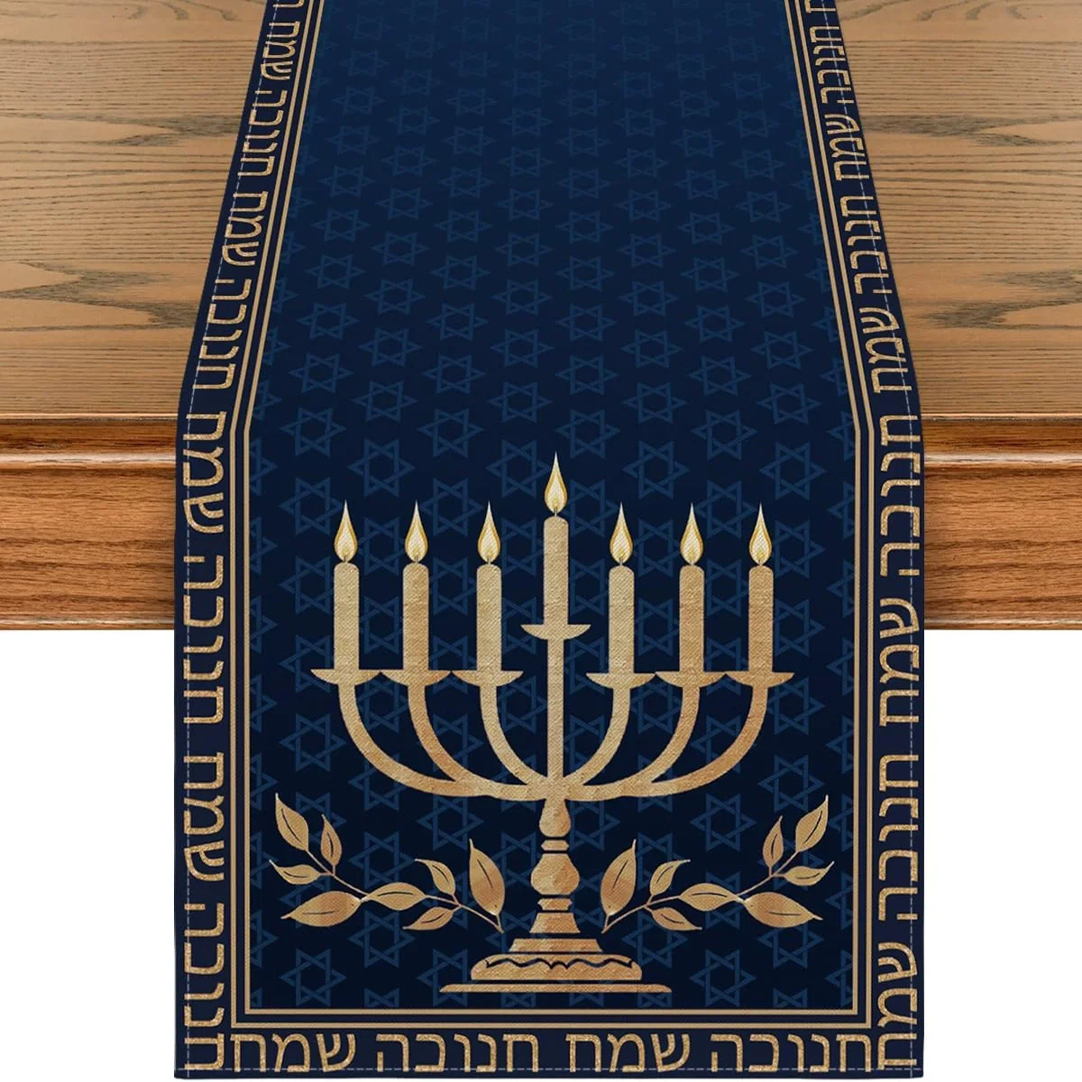 Happy Hanukkah Menorah Table Runner Festival Table Decor Multi Size Multi Style High Quality Material Home Essential