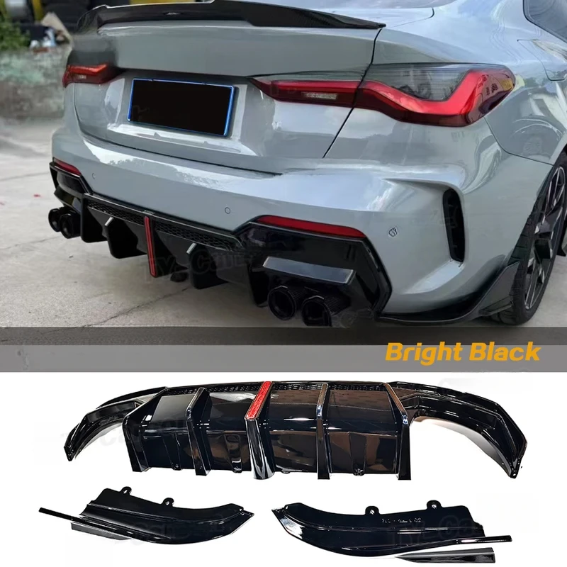 Bright Black PP Exterior Restyling Kit, Rear Diffuser, Bumper Lip And Splitter Parts, Sports Coupe Styling Upgrade Accessory
