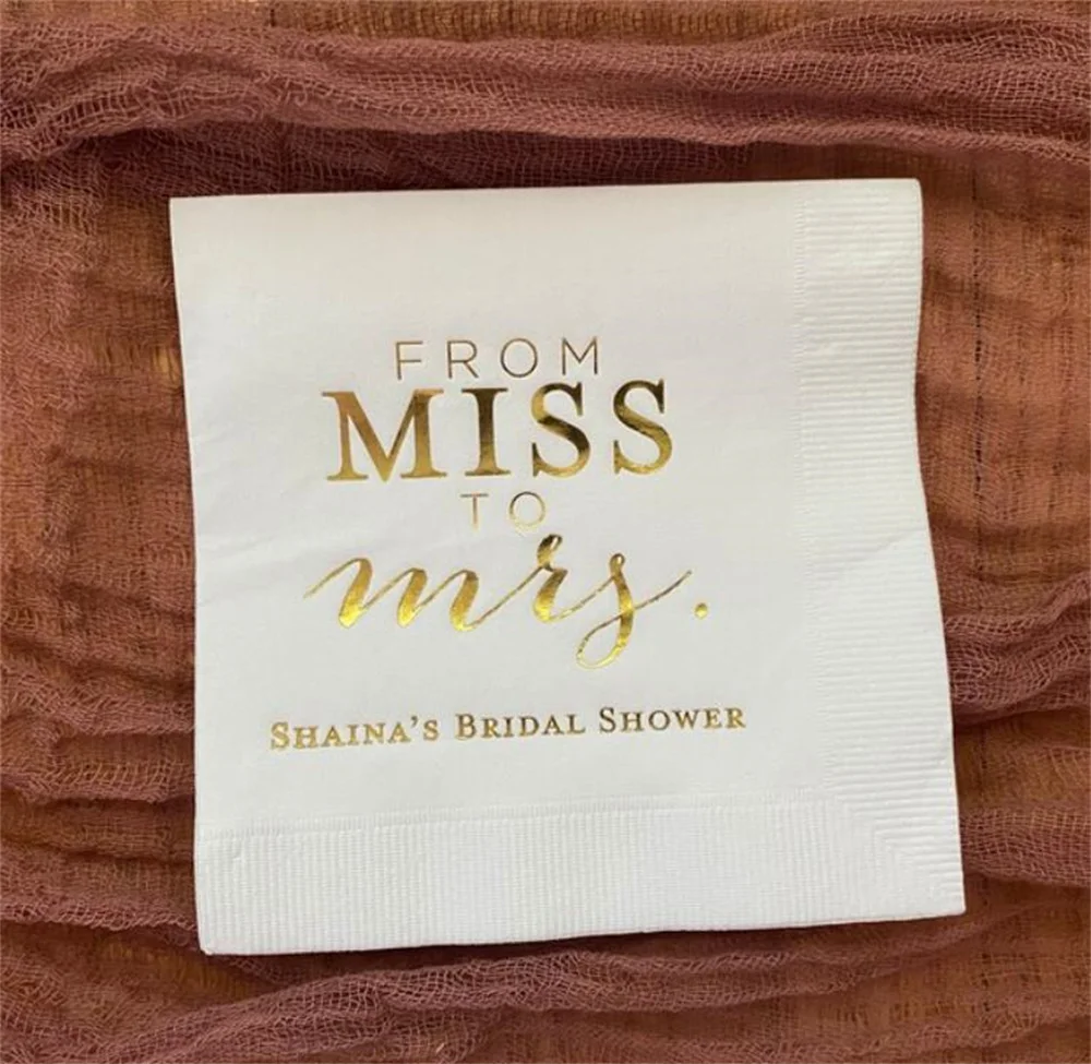 From MISS to mrs. Personalized Bridal Shower Napkins - Party Napkins - Cocktail Napkins Wedding - Wedding Napkins - Engagement P