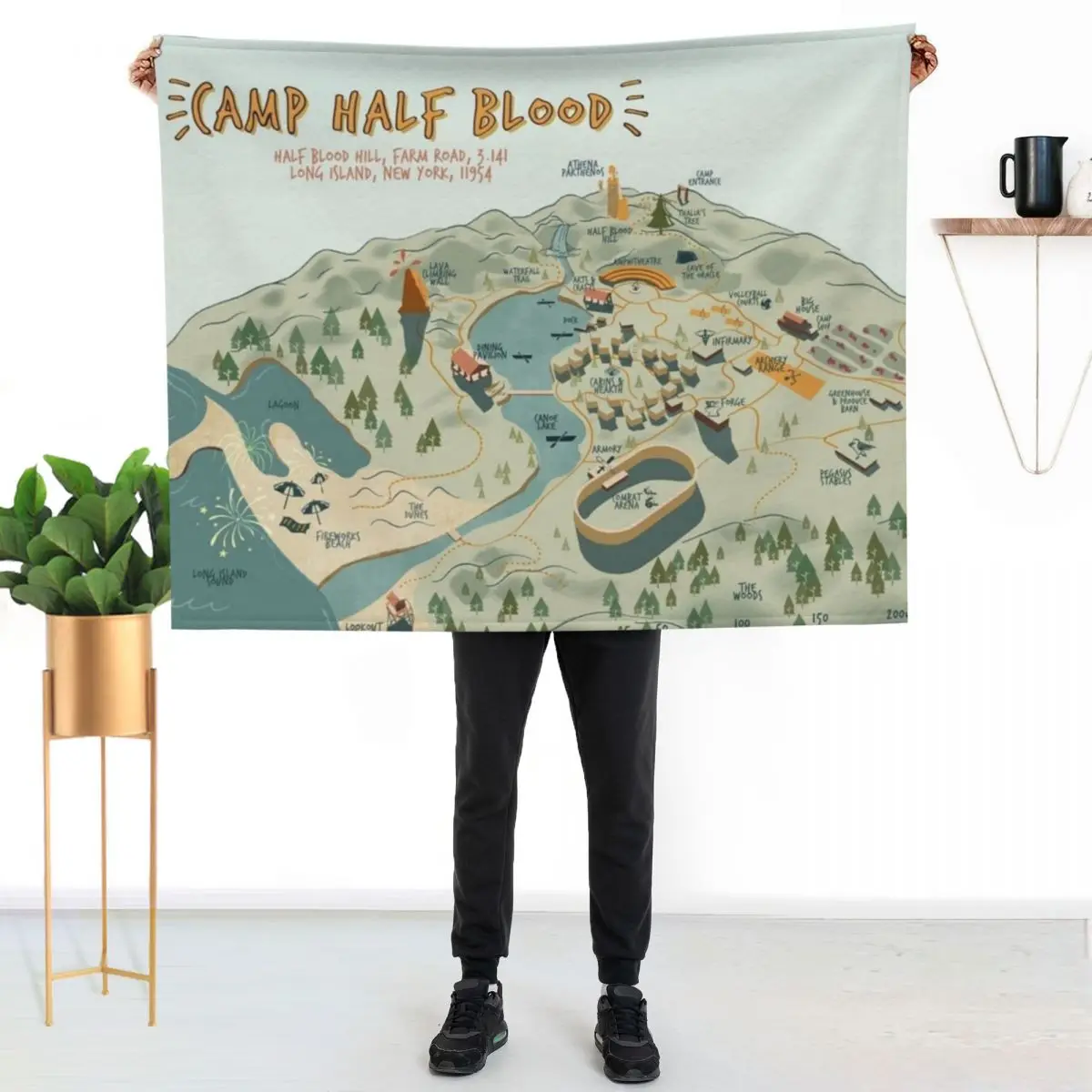 Map of Camp Half Blood Throw Blanket Furrys Thins christmas gifts Beautifuls halloween Shaggy Blankets