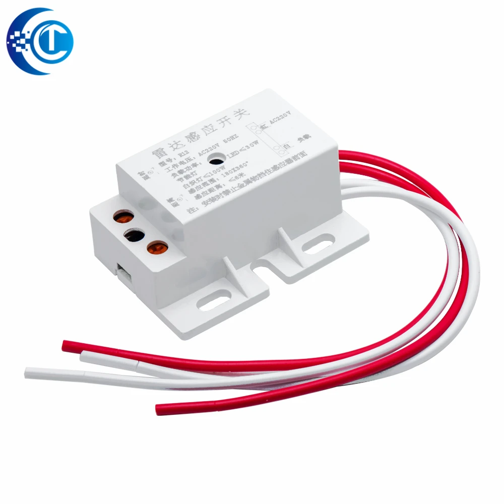 New 220V AC 50Hz Auto Infrared Sensor Switch PIR Microwave Radar Body Motion Sensor Module Adjustable For Time Distance Range