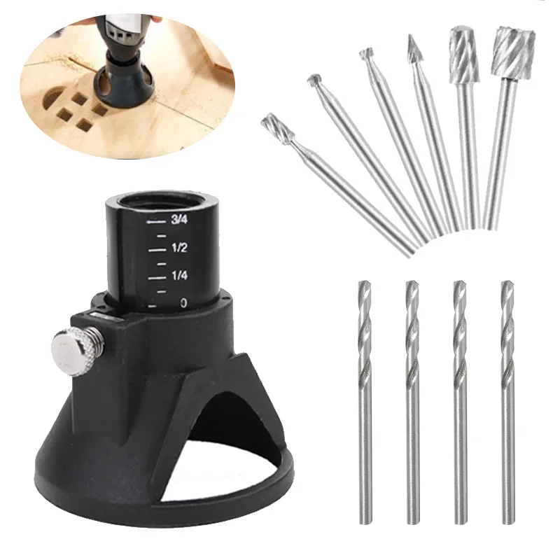 11Pcs Dedicated Locator Horn Fixed Base Wood Milling Cutter Set With Drill Bits For Dremel Rotary Tools Power Tool Accessories