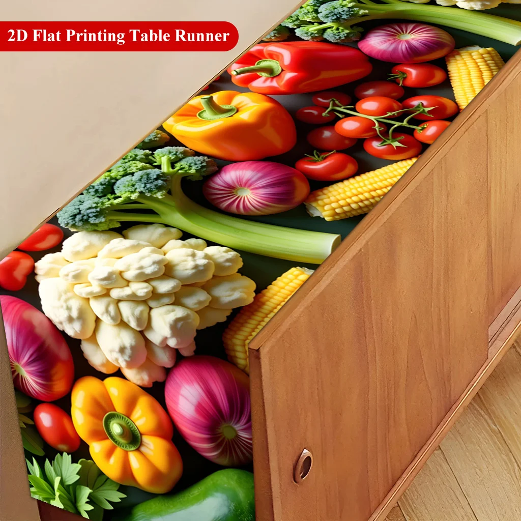 1 Piece of a Rich and Fresh Vegetable Centerpiece Runner, Suitable for Farmhouse Settings, Indoor Use, Kitchens, Celebrations, Table Decorations, Restaurant and Banquet Decoration Supplies