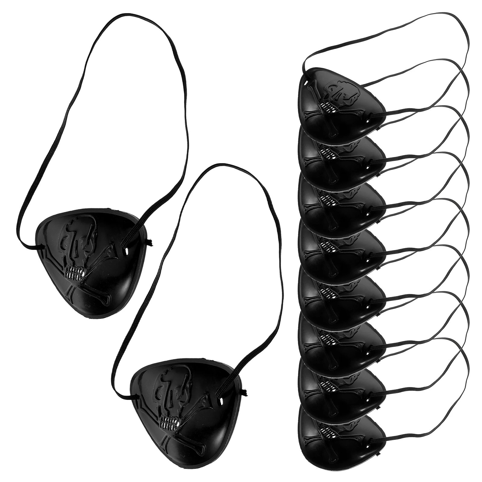 

10pcs Pirate Eyepatch Black Plastic Skull Design for Kids Halloween Party Costumes Cosplay Accessories