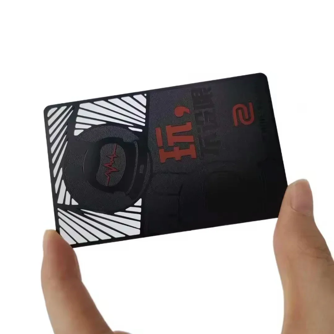 

Прямая продажа с фабрики, визитная карточка из нержавеющей стали с черным металлическим принтом и индивидуальным логотипом компании