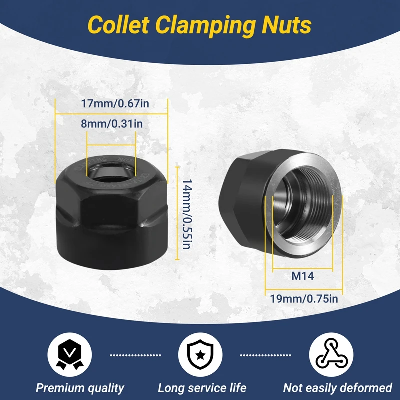 Imagem -06 - Porcas Sextavadas para Cnc Milling Chuck Holder Er11-a tipo M14 Pinça de Rosca Fixação Torno Pcs