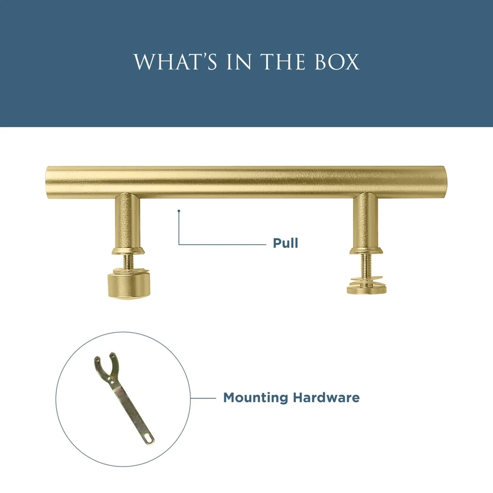 مقبض سحب من الصلب المصقول باللون الذهبي مقاس 12 بوصة، أبواب خشبية داخلية مثالية، سهلة التركيب، جميع الملحقات متضمنة