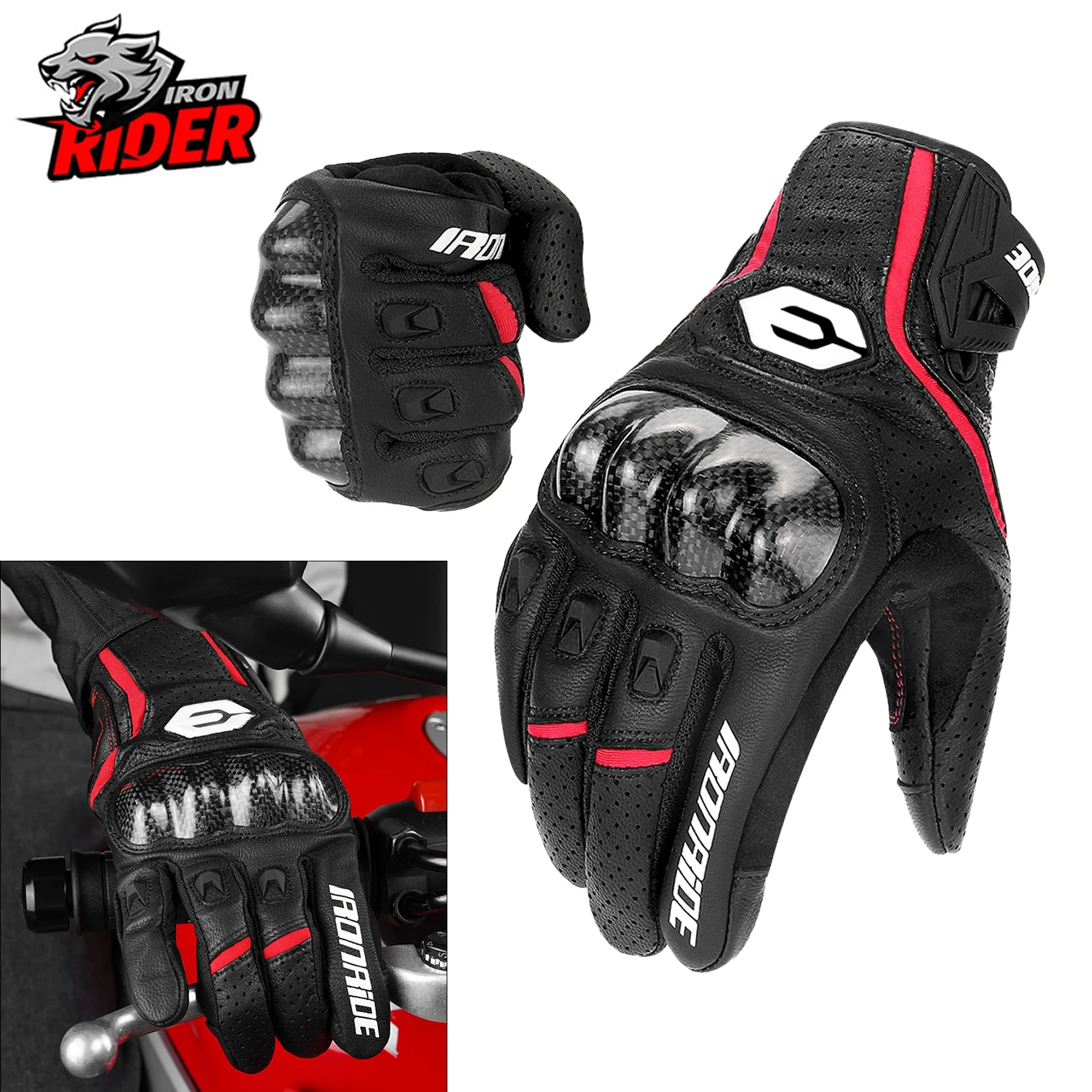 New Men's Retro Motorcycle Gloves Summer Anti Fall Breathable Touch Screen Off-road Motorcycle Gloves Outdoor Riding Gloves
