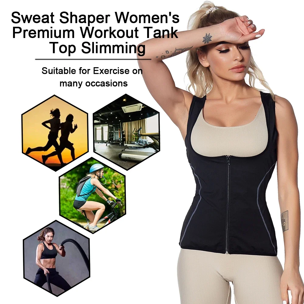 SEXYWG Women Shapewear Sauna Top Body Shaper Waist Trainer Slimming Tank Top for Weight Loss Fat Burning Sweat Top