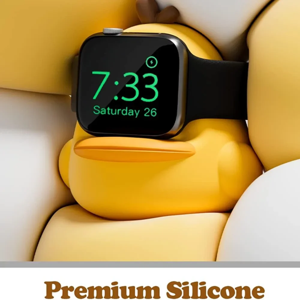 حامل شاحن لساعة أبل ، iWatch Ultra ، 9 ، 8 ، SE2 ، 7 ، 6 ، SE ، 5 ، 4 ، 49 ، 45 ، 44 ، 42 ، 41 ، 40 ، 38 من السيليكون لطيف بطة ، سحر سيليكون ، من السيليكون