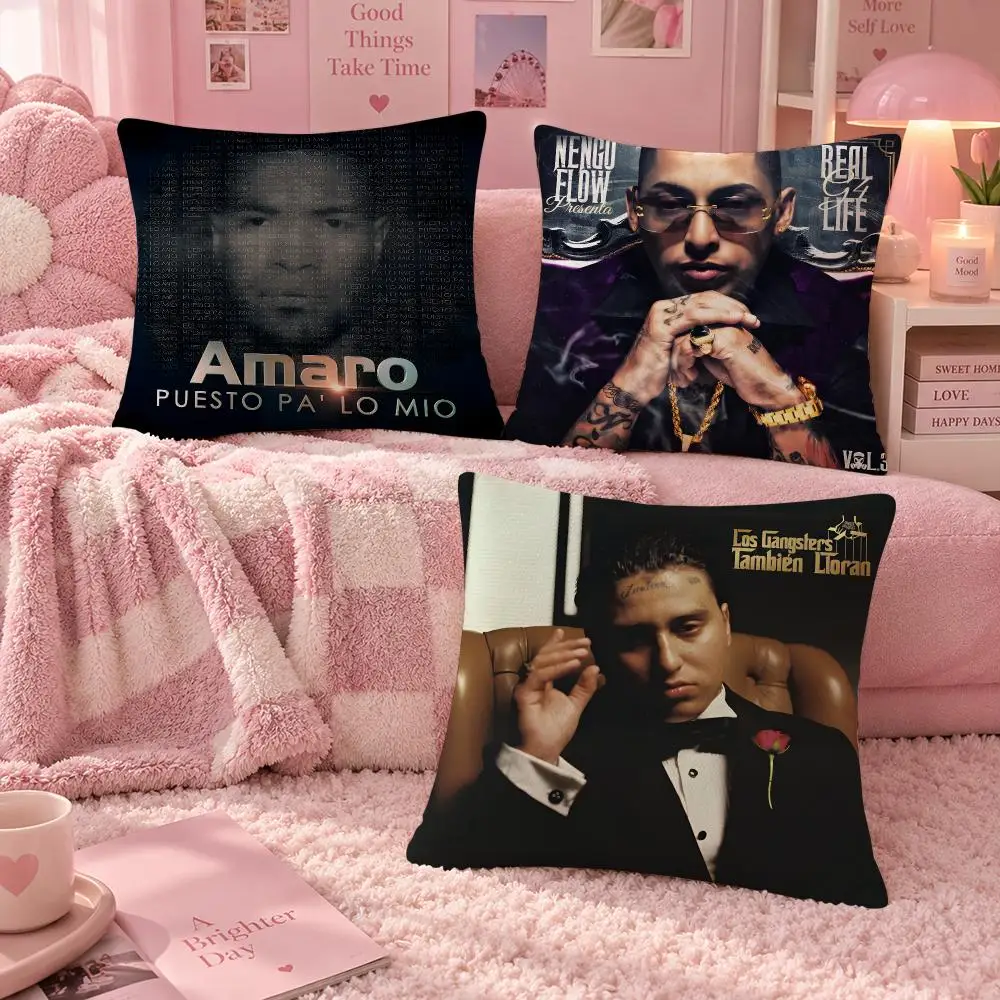 Rapper Latin Reggaeton Nengo Flow Cushion Cover Soft Throw Pillow Cover Washable Plush Cushion Case for Sofa Bed Living Room