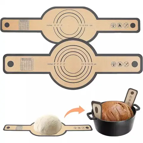 Silicone Bread Sling Mat for Dutch Oven Portable Long Handles Non-Stick Reusable Mat Easy Clean Sourdough Transfer