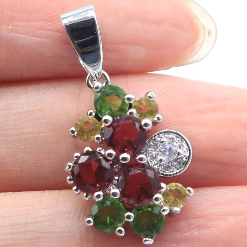 Buy 5 Get 1 Free 29x15mm SheCrown Multi Color Violet Tanzanite Iolite Ruby Tanzanite Blue Topaz CZ Women Silver Pendant