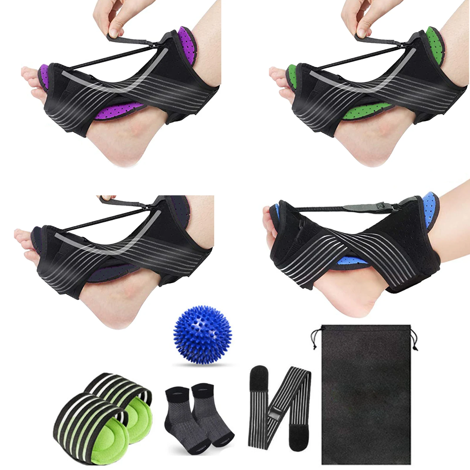 Plantar Fasciitis Night Splint, Adjustable Ankle Brace, For Drop Foot Ankle Heel Pain Women & Men Support Brace Plantar Relief