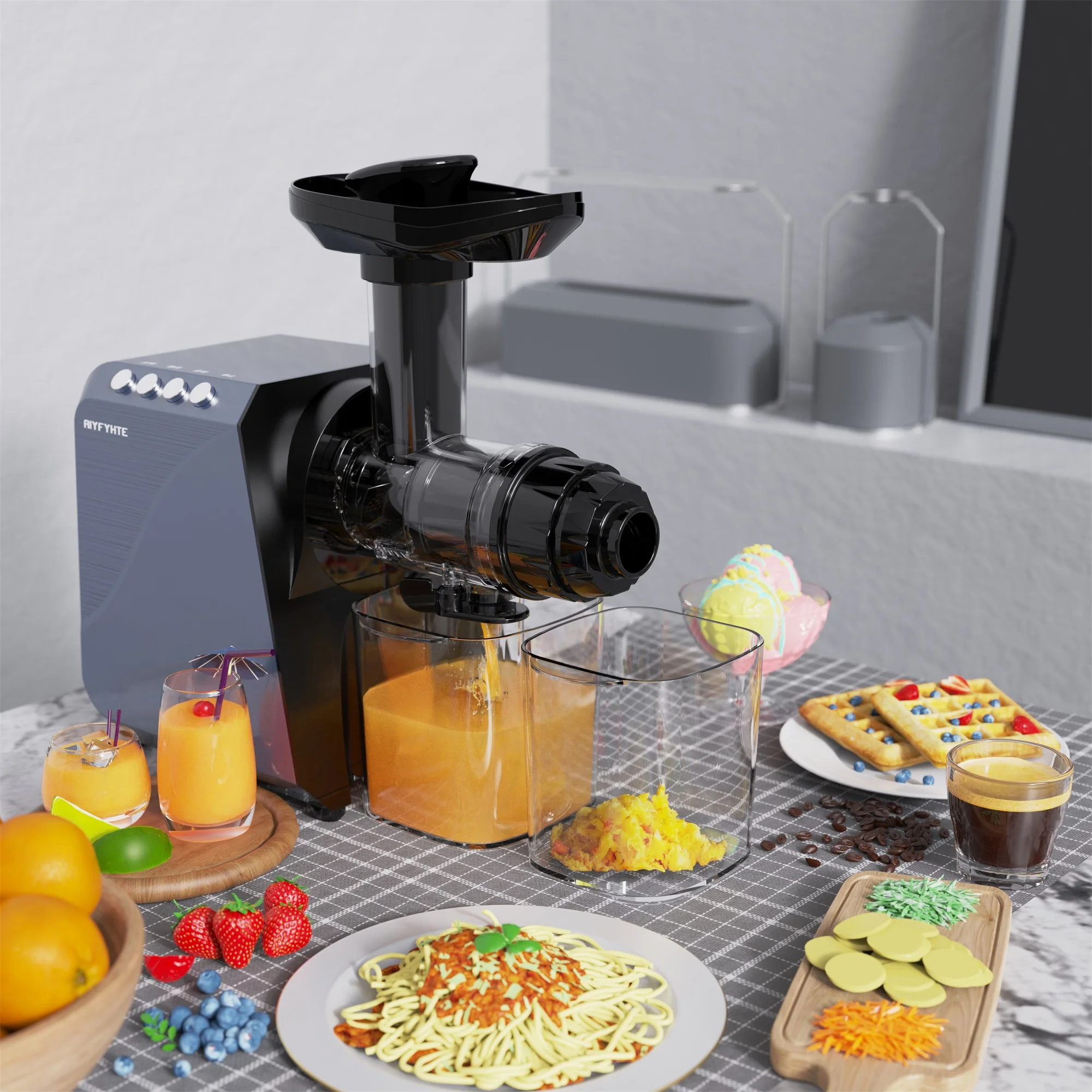 2 In 1 Multifunctional Kitchen Appliances with Juicer & Coffee Grinder or Vagetable Cutter Slow Juicer Factory Direct Shipment