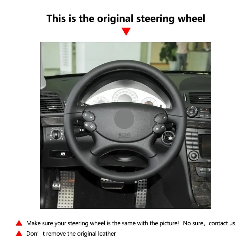 For Mercedes Benz E G CLK CLS SL Class W211 C209 A209 C219 W463 R230 Hand Stitched Car Steering Wheel Perforated Leather Cover