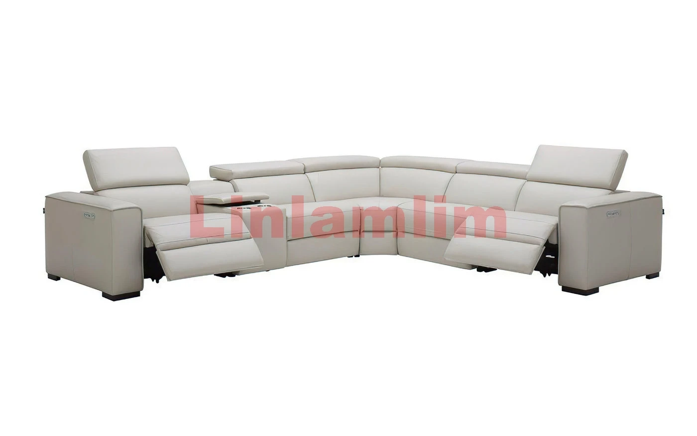 MINGDIBAO Electric Dual Motor Recliners with Adjustable Headrest & Cup Holder Genuine Leather Power Reclining Sofa Theater Seats