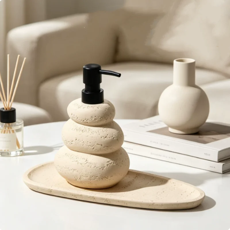 Creative Sandstone Egg shaped Soap Dispenser, Soap Box, Toothbrush Holder, Storage Tray, Home Soap Holder, Bathroom Supplies