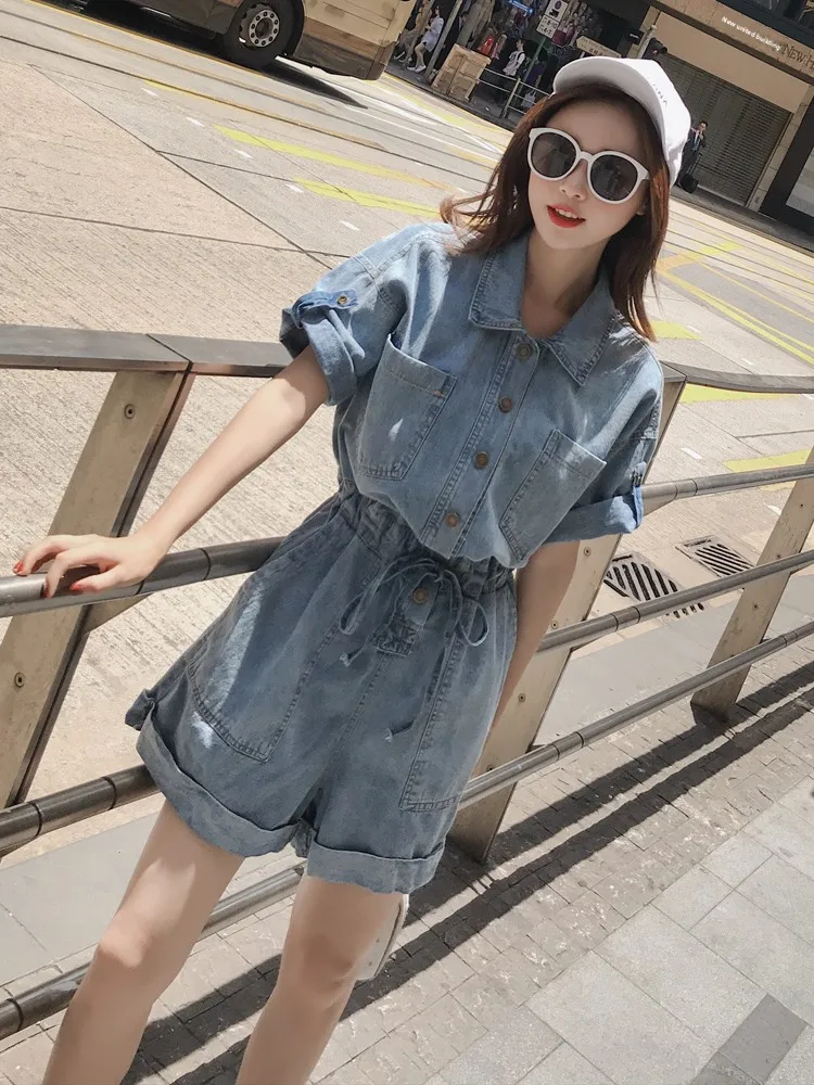 Tuta di jeans a vita alta da donna Estate New Sle Dimagrante Dr Ors Abbigliamento da lavoro Completo da donna Faion Pantaloni casual