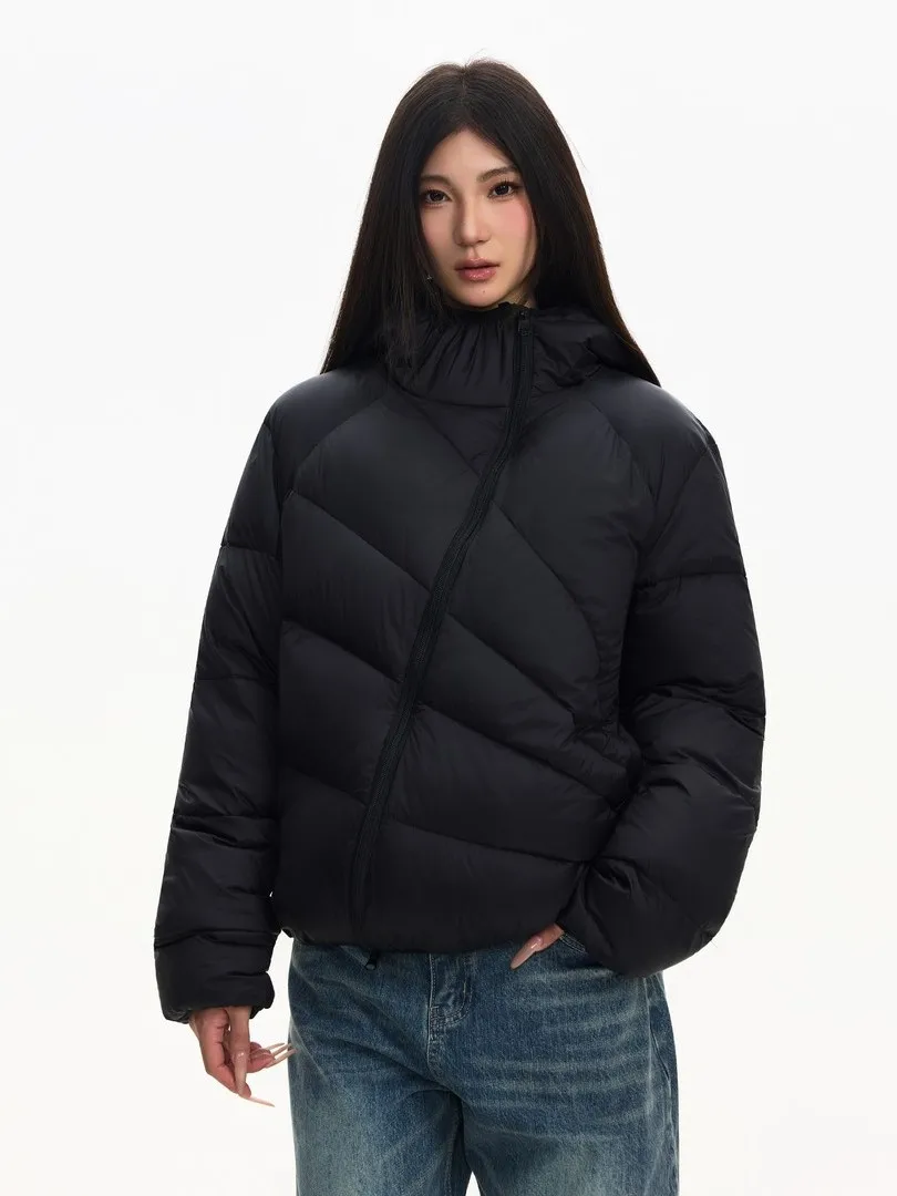 

Spiral Anti-Wind Zipper Hooded Men's down Jaet White Du Feather Vest Thi Warm American Sle Winter Coat Polyester Fiber