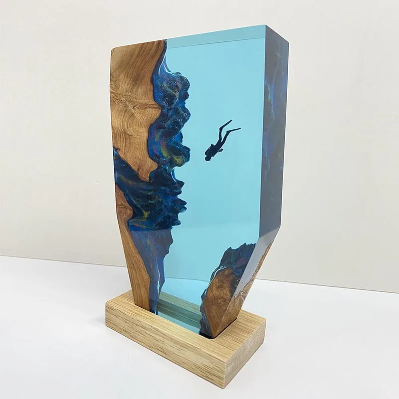 Lampe en résine à thème Spelunking pour homme unique, belle veilleuse artistique créative, décoration artisanale, lampe de Table USB