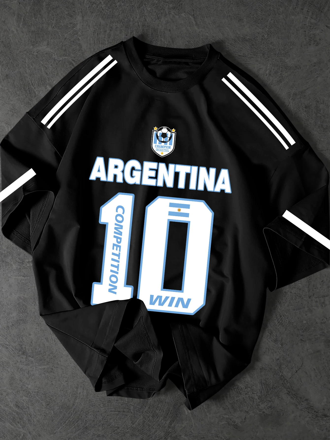 Men Casual Oversized T-Shirt Argentina National Team Number 10 Soccer Sports Streetwear Graphic Print Machine Washable S-XXL