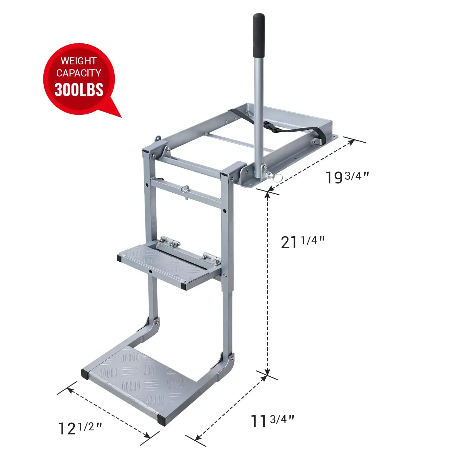 Aluminium folding tailgate ladder with two step washers, retractable truck tailgate steps