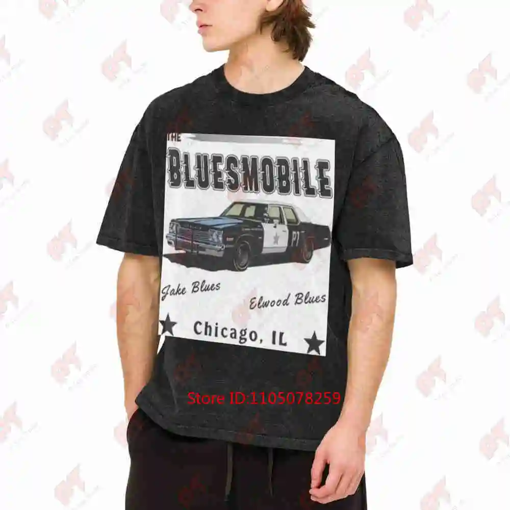 Blue Brothers Movie Jacques Elwood 1969 Chicago Vintage Washed Tee Pure Cotton T-Shirt