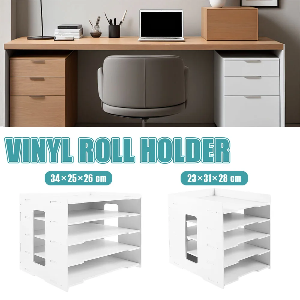 5 Tier Paper Storage Organizer PVC Horizontal/Vertical White Desktop File Organizer Sturdy Multi Tier Office File Storage Rack