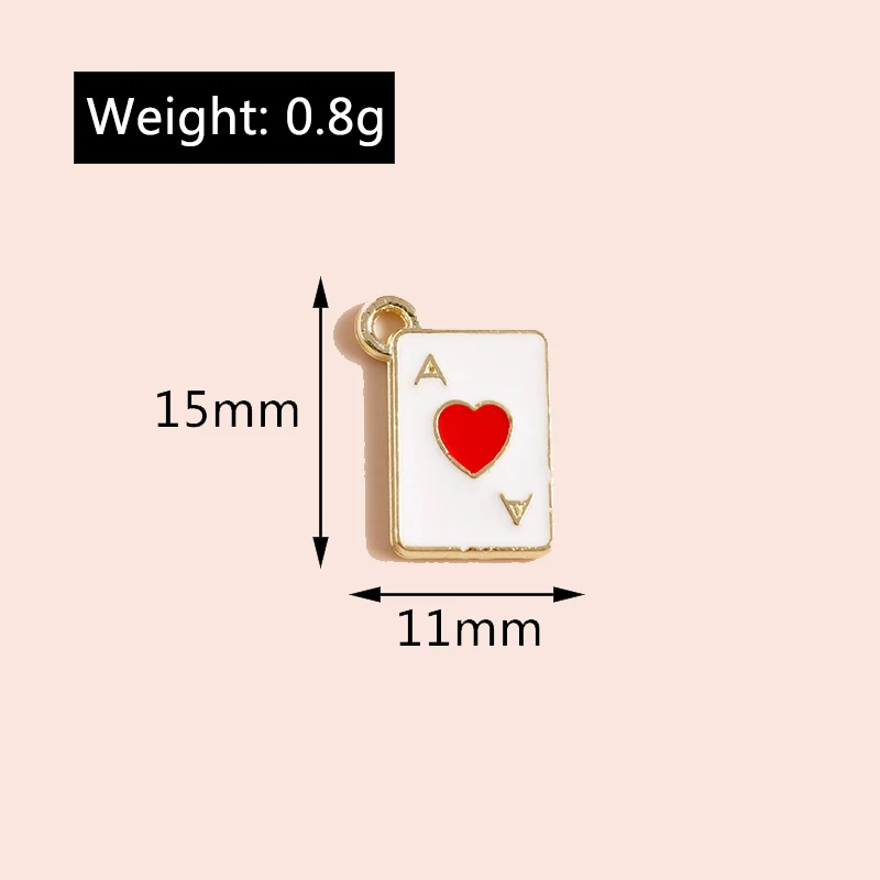 Leslie 10 Stück Niedliche Emaille Bunte Ace Poker Karten-Anhänger für Schmuckherstellung Halskette Schlüsselanhänger DIY Handgemachtes Handwerk – Detail 7
