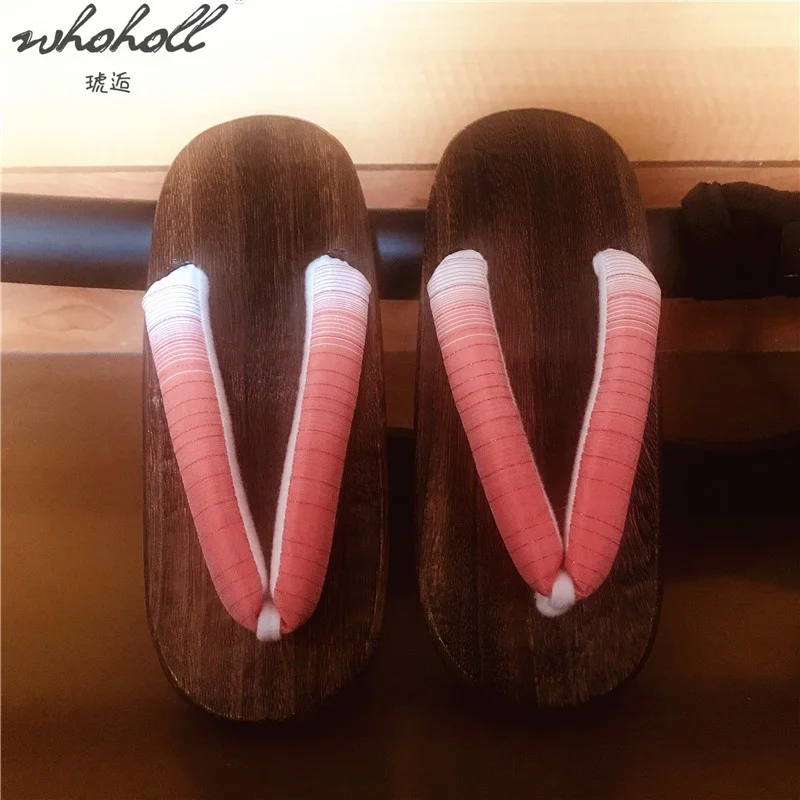 WHOHOLL Summer Slides Women Slippers Japanese Geta Wood Clogs For Kimono Flip-flops For Female Kids Geta Cosplay Costumes Shoes