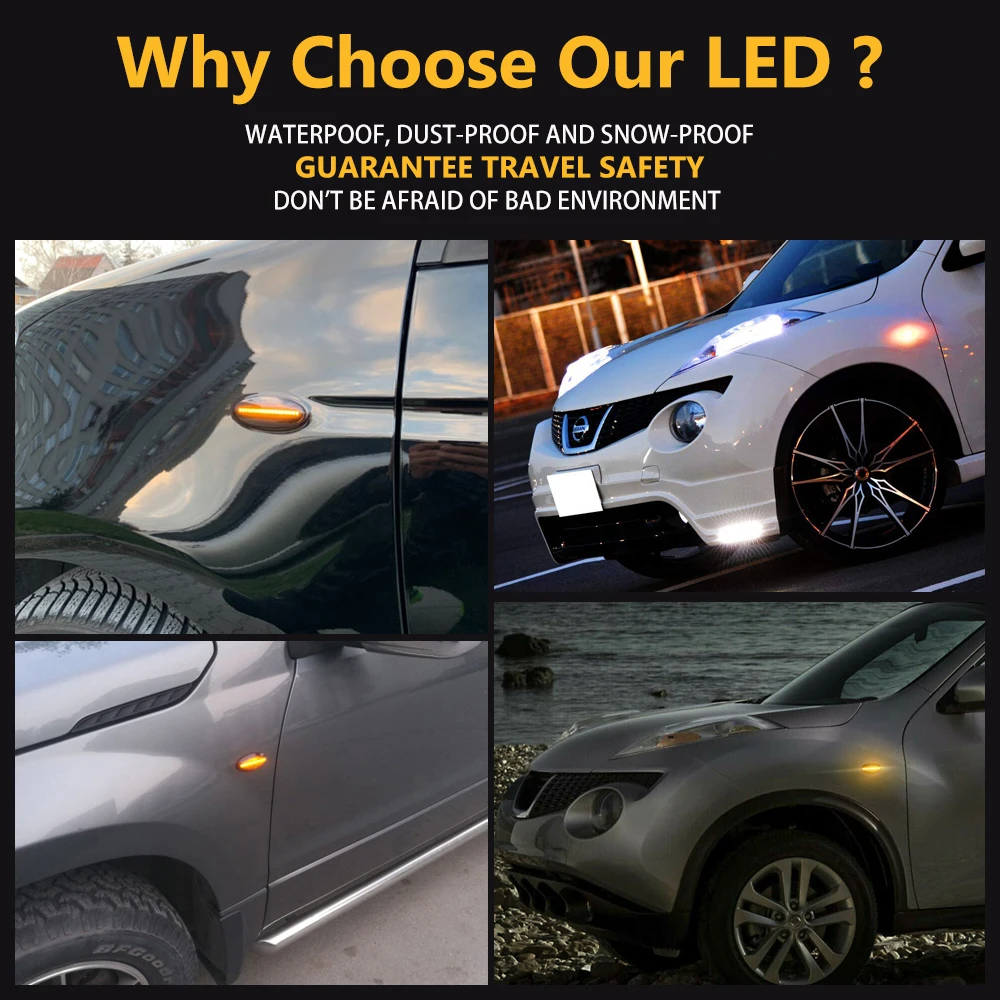 Dynamisches LED-Seitenmarkierungslicht für Nissan X-Trail Qashqai J10 Cube Juke Leaf Micra K13 Note E11 Blinkleuchte – Detail 16