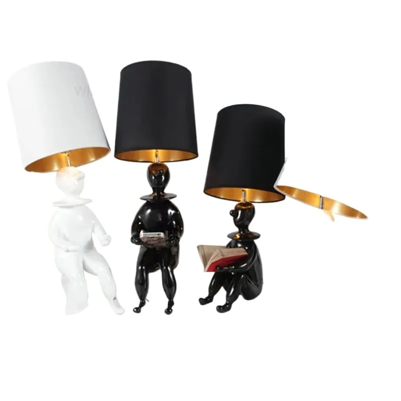 Willlustr moderno jaimeayon palhaço candeeiro de mesa luz escritório sala estar sofá lateral quarto cabeceira preto branco resina iluminação