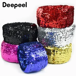 2/5Meters 75mm Deepeel Sequin Lace Trim Stretch Ribbon Party Dress Clothes Decoration Elastic Band Fabric DIY Sewing Material