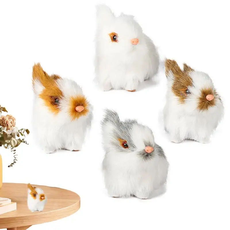 

Simulation Bunny Realistic Furry Rabbits Figurines Plush Bunny Realistic Rabbit Miniature Figurines Bunny Model Miniatures