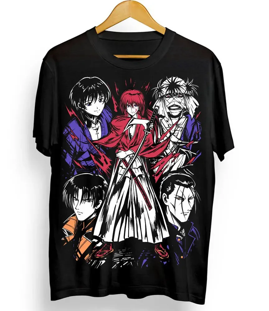 Rurouni Kenshin Samurai Himura T-Shirt Rurouni kenshin art Black Shirt All Size